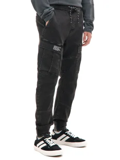 Szare jeansy jogger z kieszeniami cargo