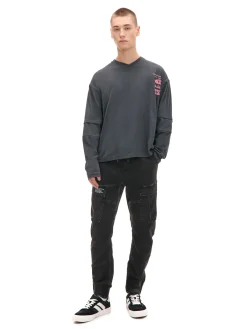 Szare jeansy jogger z kieszeniami cargo