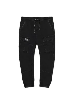 Szare jeansy jogger z kieszeniami cargo