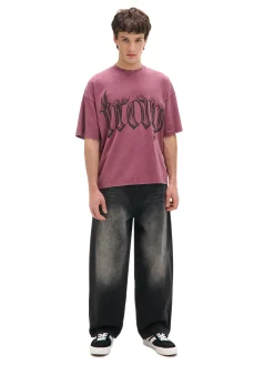 Szare jeansy skater z efektem sprania