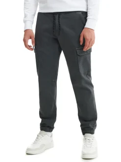 Szare joggery basic z kieszeniami cargo