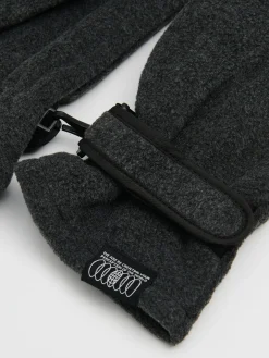 Szare rękawiczki z karabińczykiem