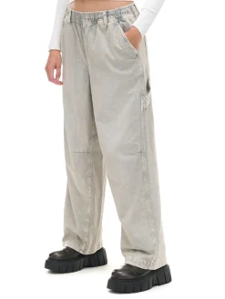 Szare spodnie baggy z wysokim stanem