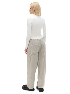 Szare spodnie baggy z wysokim stanem