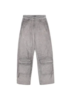 Szare spodnie z kieszeniami cargo