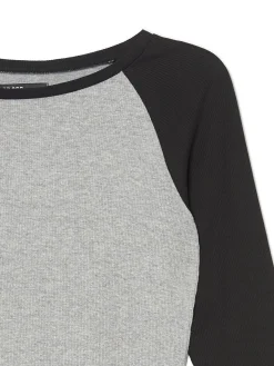 Szaro-czarna bluzka z długim rękawem