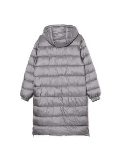 Szary płaszcz puffer z kapturem