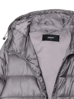 Szary płaszcz puffer z kapturem