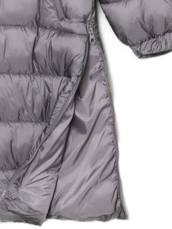 Szary płaszcz puffer z kapturem