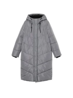 Szary płaszcz z kapturem