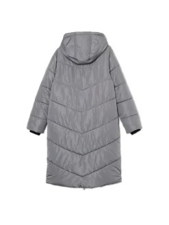 Szary płaszcz z kapturem
