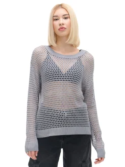 Szary siatkowy sweter
