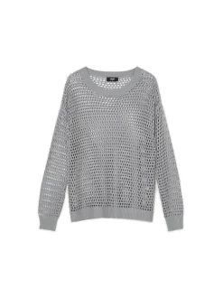 Szary siatkowy sweter