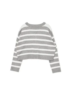 Szary sweter w białe paski