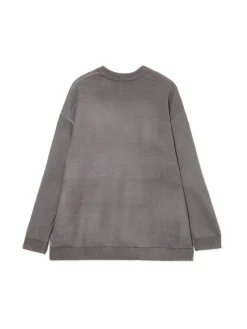 Szary sweter z artystycznym nadrukiem