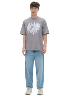 Szary T-shirt z art printem