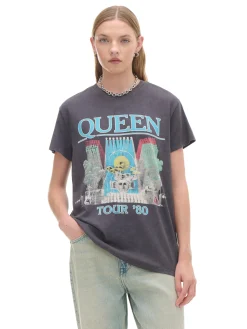 Szary T-shirt z nadrukiem Queen