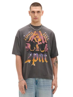 Szary T-shirt z nadrukiem Tupac UNISEX