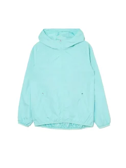Turkusowa kurtka z regulowanym kapturem