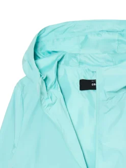 Turkusowa kurtka z regulowanym kapturem