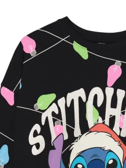 Świąteczny czarny T-shirt Stitch