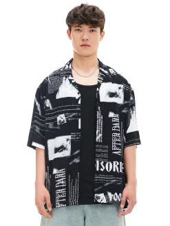 Wzorzysta koszula z kołnierzykiem