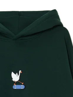 Zielona bluza z gęsią na deskorolce