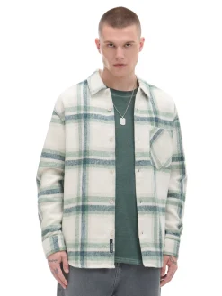 Zielona kraciasta koszula z domieszką wełny