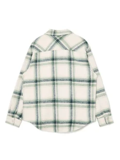 Zielona kraciasta koszula z domieszką wełny