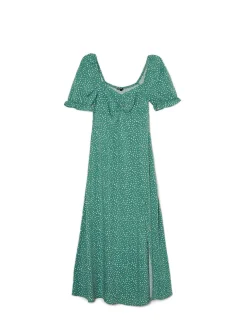 Zielona sukienka midi w stokrotki