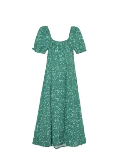 Zielona sukienka midi w stokrotki