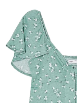 Zielona sukienka mini w stokrotki