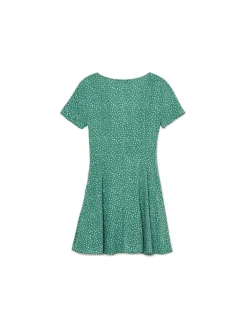 Zielona sukienka mini w stokrotki