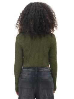 Zielony kardigan z wiązaniem