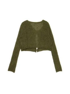 Zielony kardigan z wiązaniem