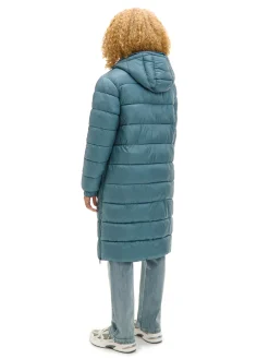 Zielony płaszcz puffer z kapturem