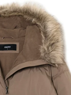 Zimowy pikowany płaszcz z kapturem